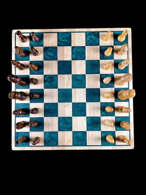 Chessboard, Maple and Green Resin